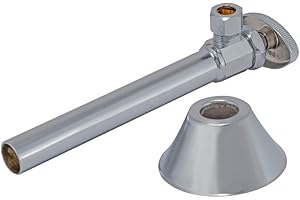Eastman Multi-Turn Angle Stop Valve with Extension, 1/2 Inch Sweat x 3/8 Inch OD Compression, Chrome Plated, 04182LF