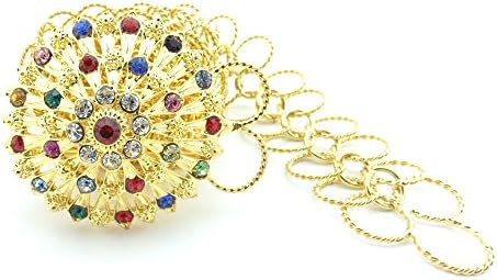 Siwalai Thai Traditional Gold Plated Multicolor Crystals Costume Belt 31 Inches