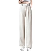 Betusline Womens Winter Wide Leg Dress Pants Work Thermal Warm Trousers, X-Small-XX-Large