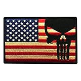 Distressed American Flag Punisher Vintage Looking Hook Patch (5.0 X 3.0 MT6)