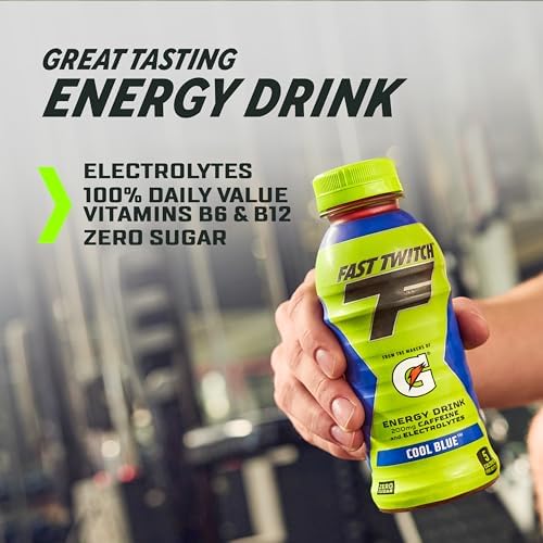 FAST TWITCH ENERGY DRINK FROM GATORADE, GLACIER FREEZE, 12 FL OZ BOTTLES, (12 PACK), 200MG CAFFEINE, ZERO SUGAR, ELECTROLYTES