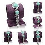 Tibet Silver Plated Genuine Turquoise Link Wristband Bangle Bracelet
