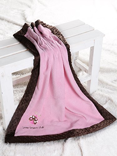 Bacati Ladybug Velor Baby Plush Blanket, Pink/Chocolate