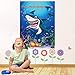 Pin The Fin On The Shark Party Games with 48 Pcs Fins for Baby Kids Shark Birthday Party Supplies Decoration