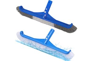 2 Pack Pool Brush Head,17" Pool Brushes,Premium Nylon Bristles Brush,Curved Ends High-Efficiency Scrub Brush with Strong Bris