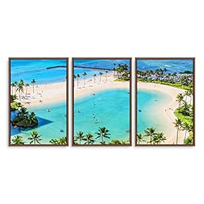 3 Piece Framed Canvas Wall Art for Living Room, Bedroom Vintage Tropical Palm Trees Canvas Prints for Modern Home Decoration Ready to Hang - 16"x24"x3 Panels