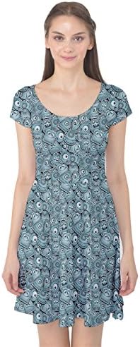 Jogja Women's Cartoon Aliens and Monsters Cap Sleeve Dress, Gray - 3XL