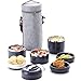 WORTHBUY Stackable Lunch Box Stainless Steel Thermal Bento Box Food Storage Containers with Insulated Lunch Bag and Portable Cutlery Spoon Fork for Adults Women Men Kids (Gray)