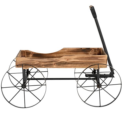 [neu.haus] Holz - Blumenwagen mit Metallrädern - garten.im-shop.at