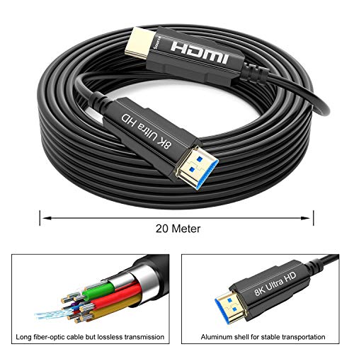 image for CABLEDECONN 8K HDMI 2.1 Optic Cable Real UHD HDR 8K 48Gbps,8K@60Hz 4K@