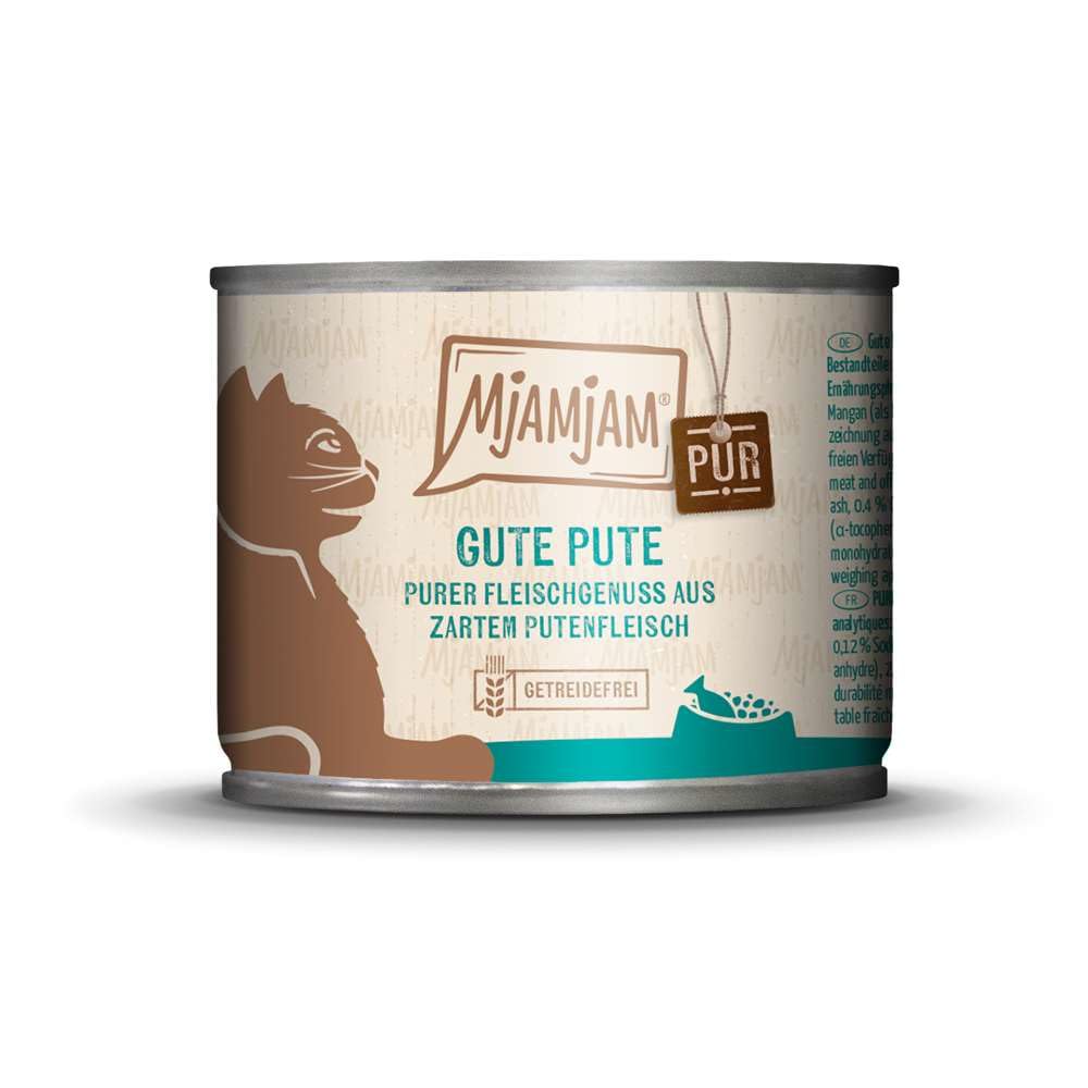 MjAMjAM - Premium wet food for cats – pure meat enjoyment – good turkey, 1 pack (1 x 200 g), grain-free with lots of meat