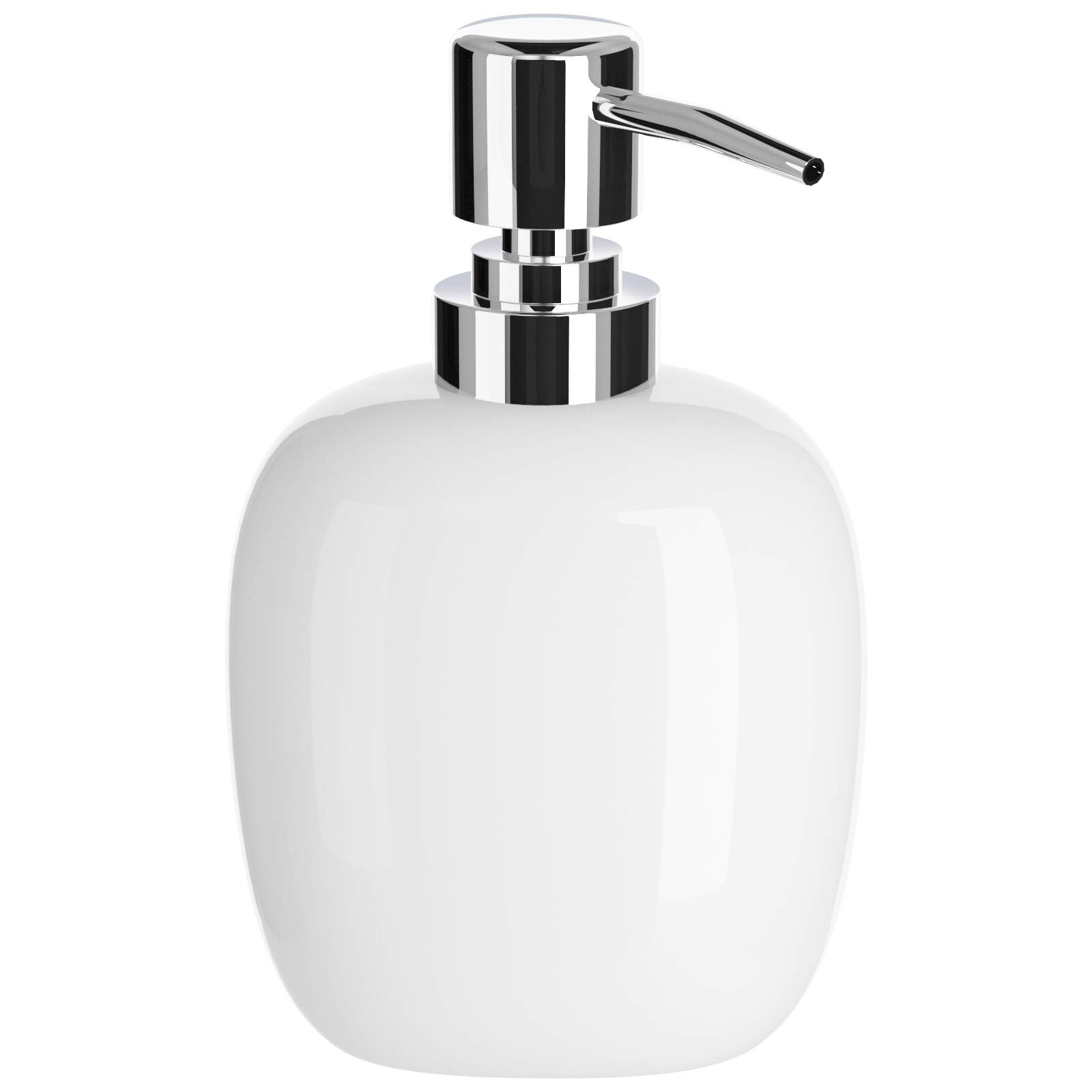Nuscen White Ceramic Soap Dispenser - 450ml Square Hand Wash Pump for Luxurious Bathrooms, Kitchens, Hotels | Elegant Shampoo Lotion Bottle | Sleek Design,Easy Dispensing |Modern Living Spaces-Oval