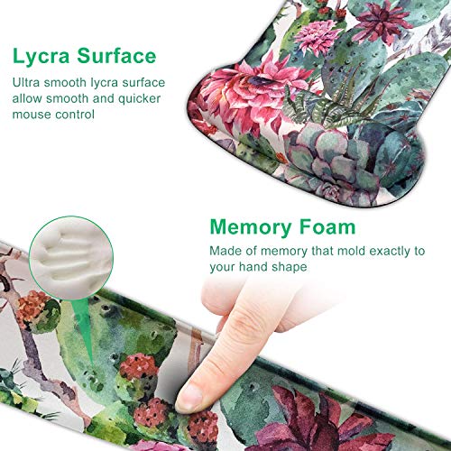 Dooke Keyboard Wrist Rest Pad and Mouse Wrist Rest Support, Comfort Wrist Rest Pad with Non-Slip Rubber Base & Memory Foam Support for Working Gaming Fatigue Pain Relief Cactus