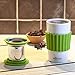 Live Infused Single Cup Loose Leaf Tea Brewing System, 16oz Ceramic Mug with Tea Infuser, Lid, and Silicone Mug Sleeve (Green)