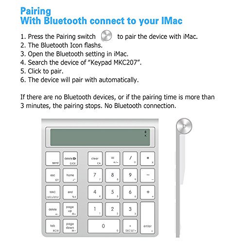 Cateck 2-in-1 Aluminum Bluetooth Wireless Smart Keypad & Calculator Combo for Apple Wireless Magic Keyboards[ 2 AAA Batteries Included] - Thumbnail 6