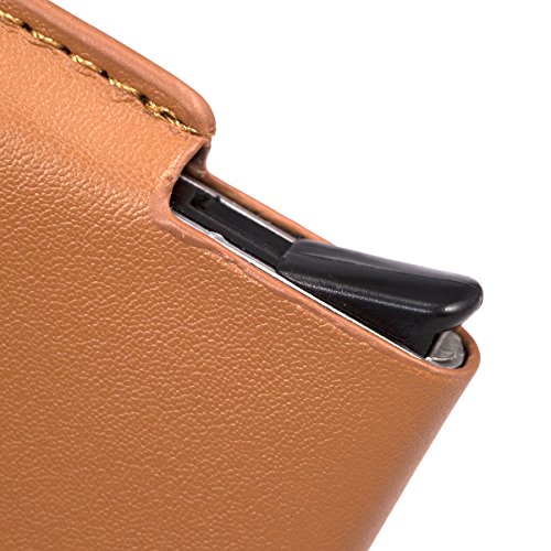 ManChDa RFID Blocking Business Card Holder credit Card Case Leather Wallet - Thumbnail 4