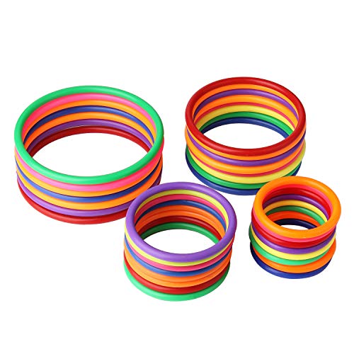 HRLORKC Plastic Ring Toss Game Set Rings for Ring Toss for Kids Outdoor Games Plastic Carnival Rings Carnival Games for Carnival Party and Parent-Child Games (24 pcs)