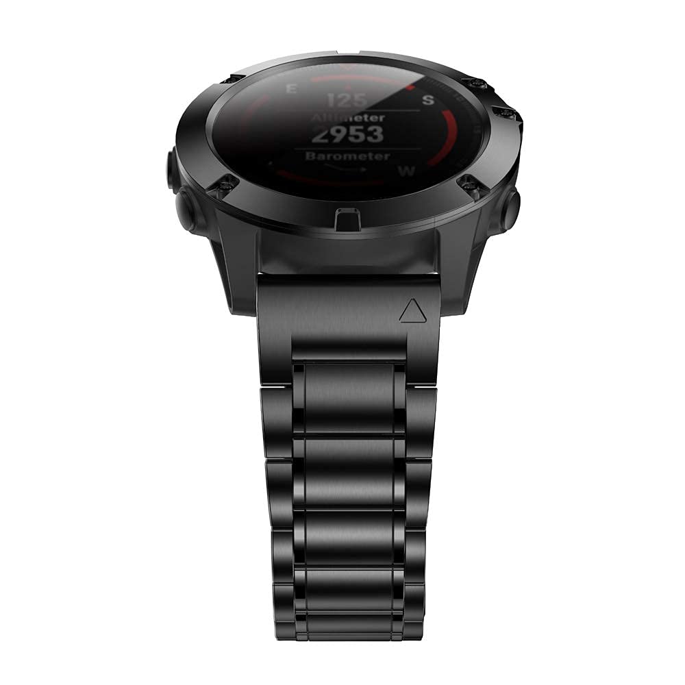 HQEUZ Titanium Strap 22mm for Fenix 7/Fenix 6/Fenix 5, Adjustable Metal Strap Quick Fit Compatible with Garmin Fenix 6 Pro/Fenix 5 Plus/Instinct 2/ApproachS62/Forerunner945/935/EPIX 2, Black