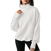 Fisoew Women's Oversized Turtleneck Sweatshirt Long Sleeve Pullover Casual Tops
