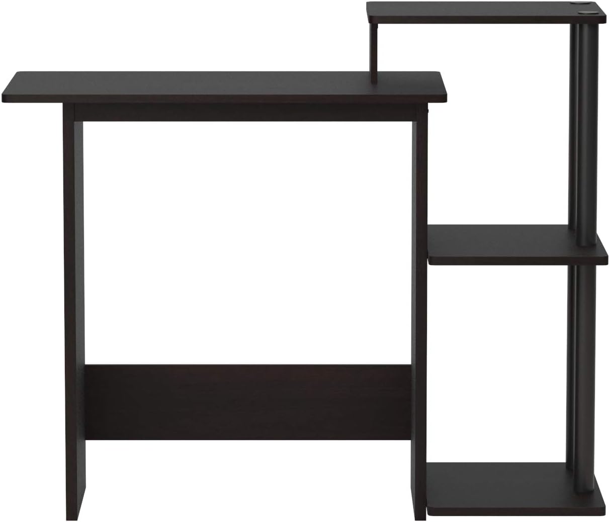 FURINNO Efficient Home Laptop Notebook Computer Desk, Square Side Shelves, Espresso/Black: Furniture & Decor