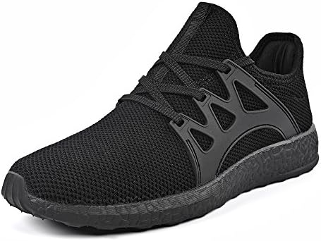 Mens Running Tennis Work Shoes Slip On Resistant Sneakers Lightweight Breathable Athletic Fashion Zapatos Gym Sport Non Slip Casual Walking Shoes for Men Black 12.5