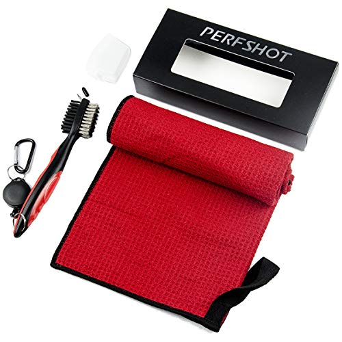image for Perfshot Microfiber Waffle-Weave Golf Towel with Golf Club Brush | 16