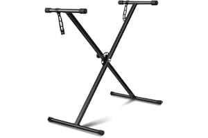 Flexzion Classic Keyboard Stand Musician Electronic Piano Organ Single Tube X Type 7 Position Folding Adjustable Height Metal