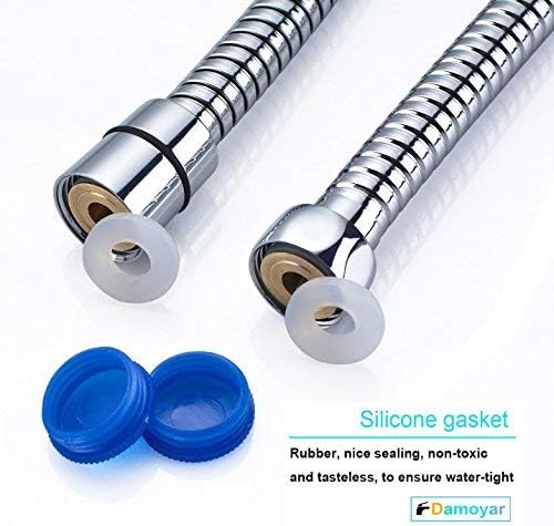 Damoyar 1.5 Meters Chrome Plating Anti-Explosion Leakproof Flexible Stainless Steel Anti-Kink Shower Hose with Solid Brass Connector Bathroom Replacement, 59 inches