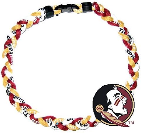 Sports Titanium Baseball 3 Rope Braid Tornado Necklace Burgandy/Gold/White - FSU Seminoles Size 18"