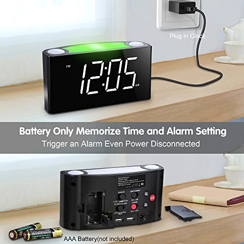 Digital Alarm Clock,7.5" Big LED Display & Full Dimmer,USB Cellphone
