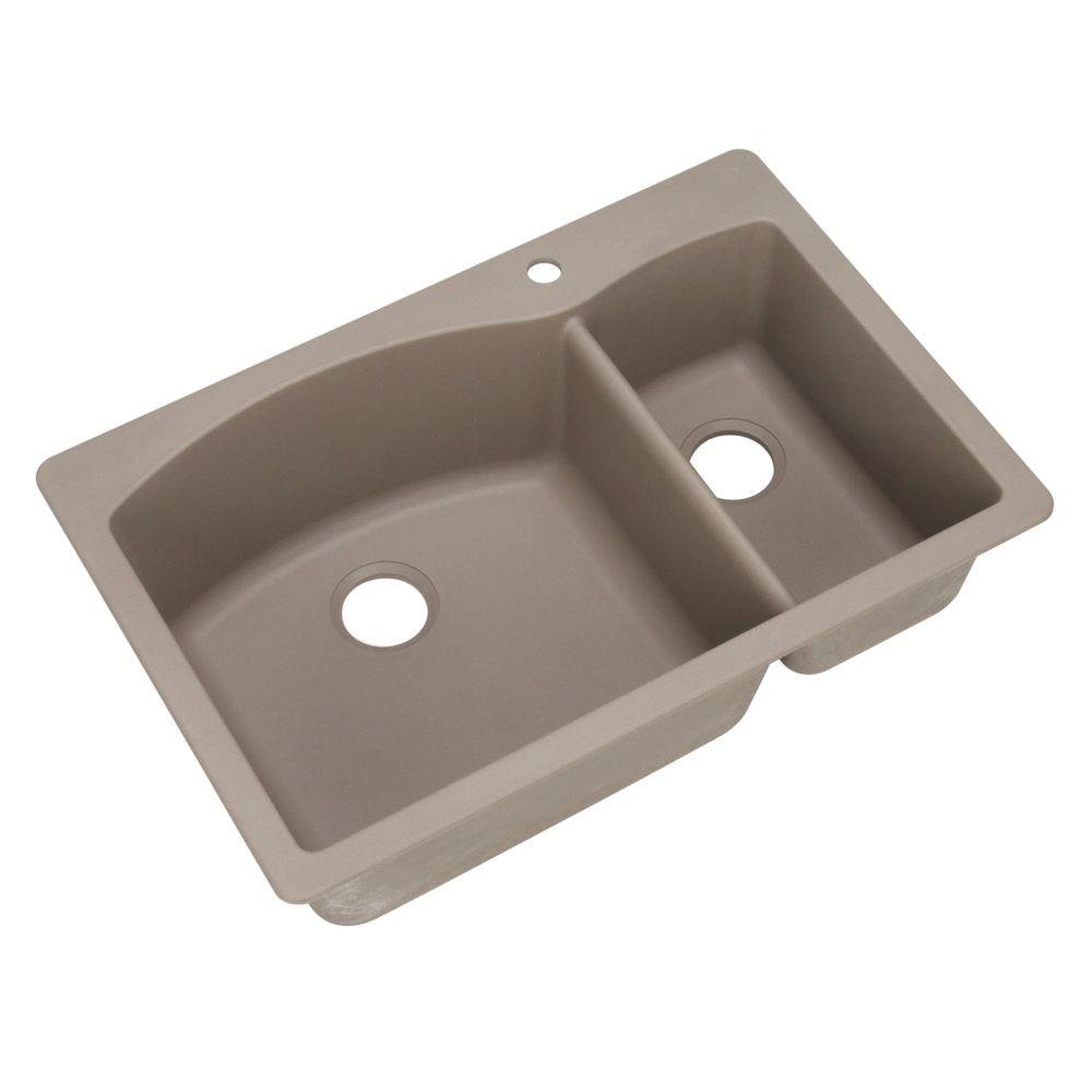 Blanco, Truffle 441282 DIAMOND SILGRANIT 33" Double Bowl Undermount or Drop-In Kitchen Sink, 1 Hole, 33'' x 22'' x 9-1/2