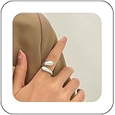 Vacaonio Minimalist Chunky Geometric Dome Ring Polished Adjustable Gold Ring Thick Metal Wrap Ring Twisted Open Finger Rings Stackable Geometric Finger Ring Statement Ring Jewelry for Women