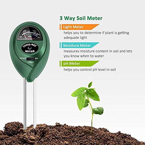 Soil PH Meter Soil Moisture Sensor 3-in-1 Soil Moisture/Light/pH Test Kit for Indoor/Outdoor Plants Care(No Battery Needed)