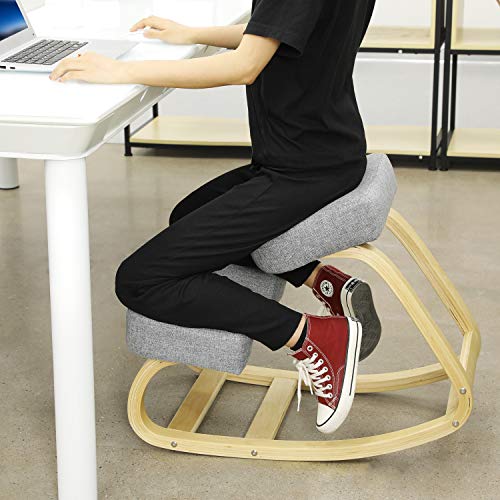VIAGDO Ergonomic Kneeling Chair, Rocking Balancing Wood Kneel Stool