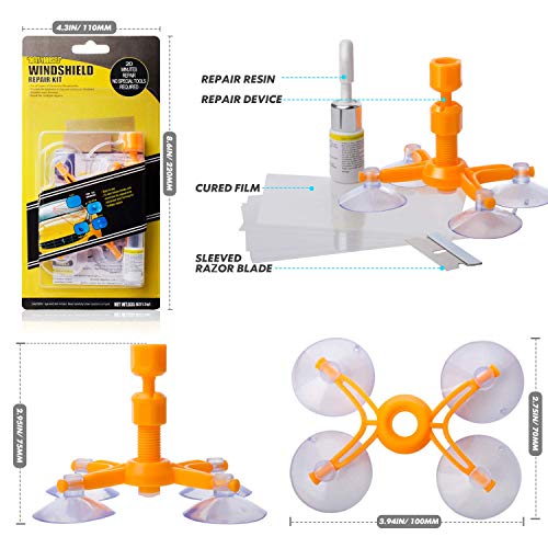 Bamoer Auto Windshield Repair Tool, Car Windshield Repair Kit with Windshield Repair Resin for Windshield Chip Repair, Windshield Crack Repair and Glass Repair