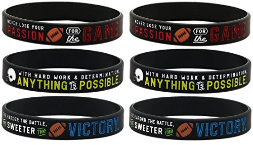 Inkstone-Football-Silicone-Wristbands-with-Motivational-Sayings-6-Pack-Football-Bracelets-Jewelry-Gifts