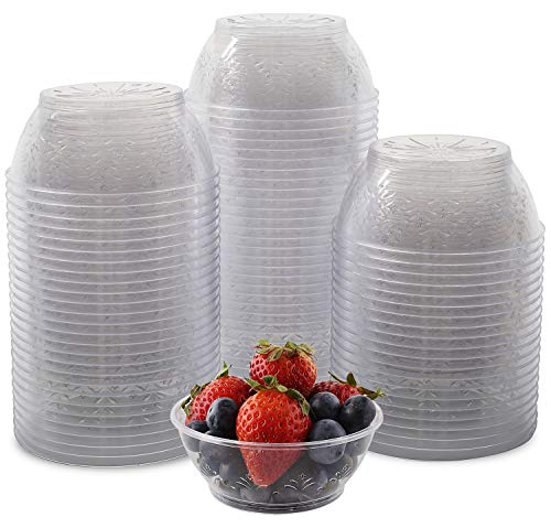 [100 Pack] 6 Ounce Hard Plastic Dessert Bowls, Small Clear Disposable Serving Dessert Cups. - Thumbnail 5