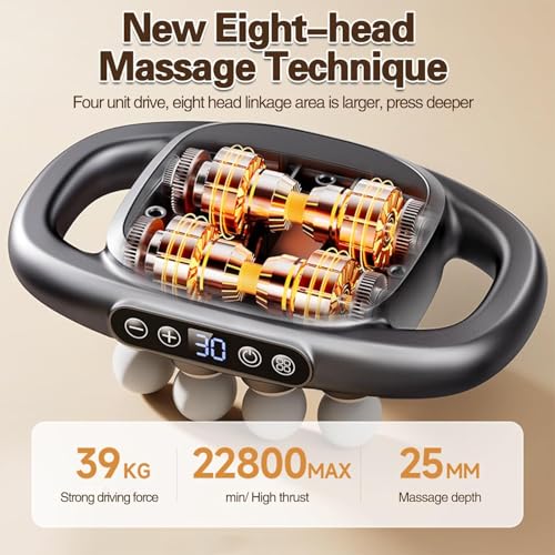 BOOM Massage Gun, Handheld Electric Muscle Massager Gun, 8 Heads 3 Modes, Full Body Massager for Pain Relief, Back, Legs, Neck, جهاز مساج Gifts for Families and Friends