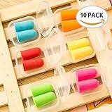 BeautyMood Pack of 10 Assorted Color Soft Foam Hearing Protection Earplugs,ear plugs for sleeping