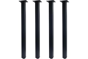 QLLY 27.5 inch / 70cm Adjustable Metal Desk Legs, Square Office Table Furniture Leg, Set of 4 (27.5 inch, Black)