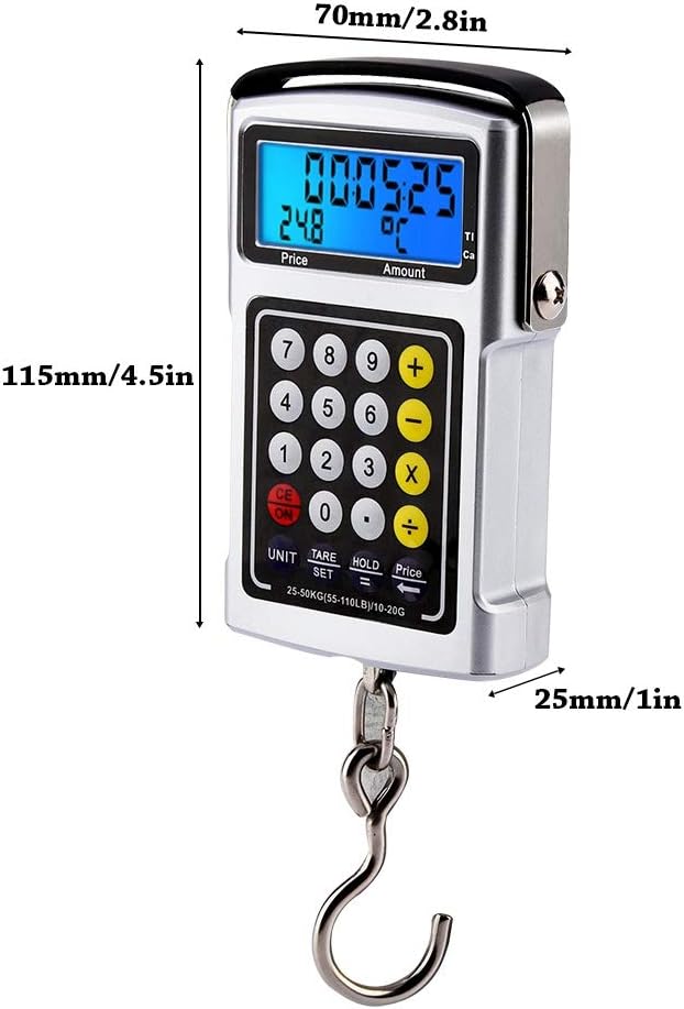 Electronic Balance Digital Fishing Postal Hanging Hook Scale with Measuring Tape 7 in 1 Digital Hanging Scales 110lb/50kg Batteries Not Included - Image 4