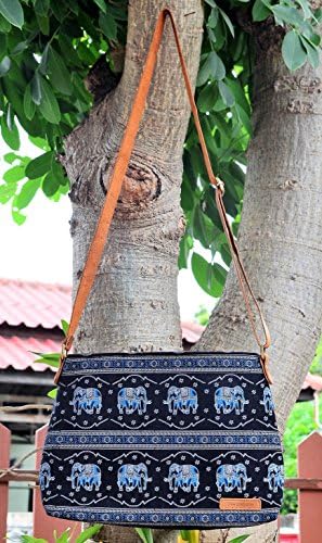 HandmadeBag CrossBodyBag ShoulderBag MessengerBag EverydayBag TravelBag Black with Elephant by Pim Collecion