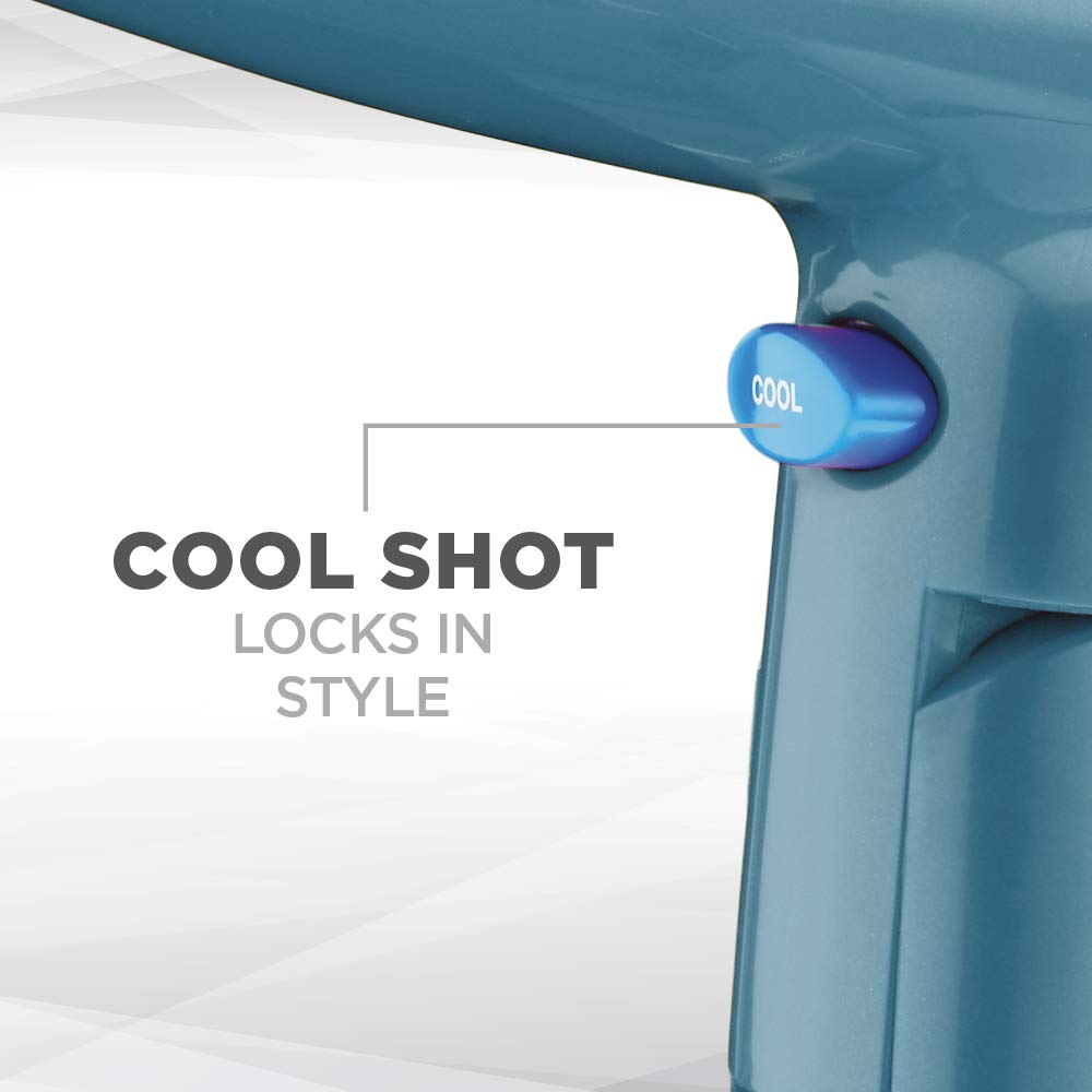 Conair 1875 Watt Cord Keeper Hair Dryer with Folding Handle and Retractable Cord, Travel Hair Dryer, Teal: Beauty
