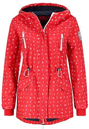 Sublevel-Damen-Softshell-Jacke-Kurzmantel-mit-Kapuze-Print
