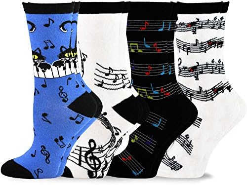 Teehee Funny Cat and Dog Lover Socks - Music Novelty Crew, Knee High, Lowcut, Ankle Multipair for Women and Men
