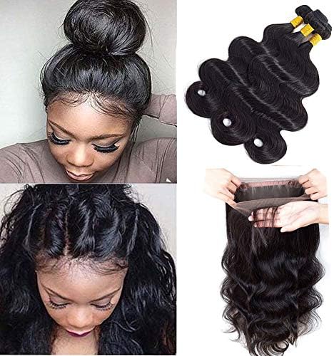 Sweetie Hair 360 Lace Frontal With Bundles100 Unprocessed Brazilian Body Wave Virgin Hair With Closure Virgin Hair Bundles Cheap Price 8A Weave Hair Human Bundles (22 24 26 with 20)