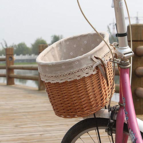 Idyllic Supply Bicycle Basket, Compact Vintage Wicker Bicycle Basket, Front Handlebar Bicycle Basket Electric Bicycle Basket