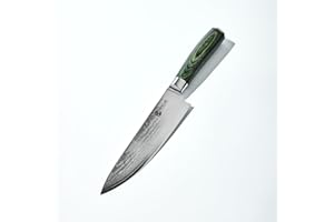 HexClad Chef's Knife, 8-Inch Japanese Damascus Stainless Steel Blade, Pakkawood Handle