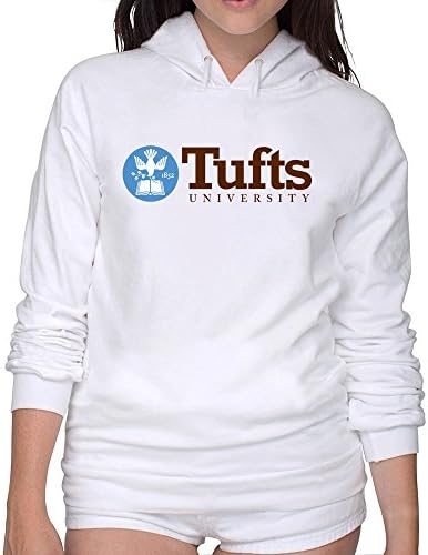 Women Tufts University Logo Crew Neck Hoodie Tees XL White