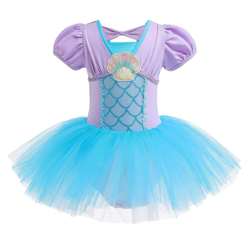 Lito Angels Princess Mermaid Ballerina Costume Ballet Leotard with Tutu Dress for Kids Girls, Fancy Dance Wear Outfit Age 6-7 Years (Tag Number 130)
